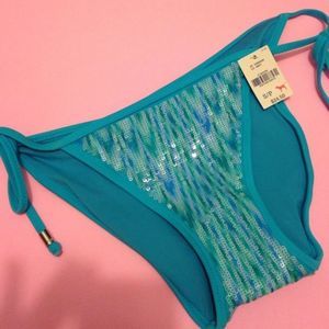 NWT Victoria's Secret bikini bottom blue sequined